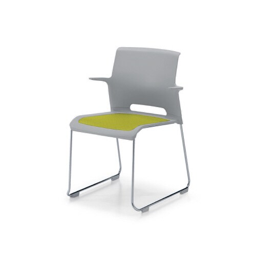 カラベルサークル脚背樹脂肘付鉄脚本体灰 緑