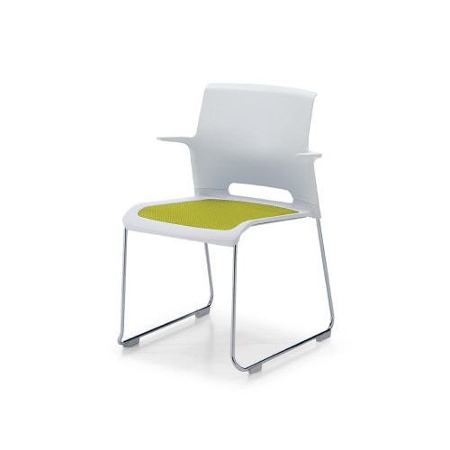 カラベルサークル脚背樹脂肘付鉄脚本体白 緑