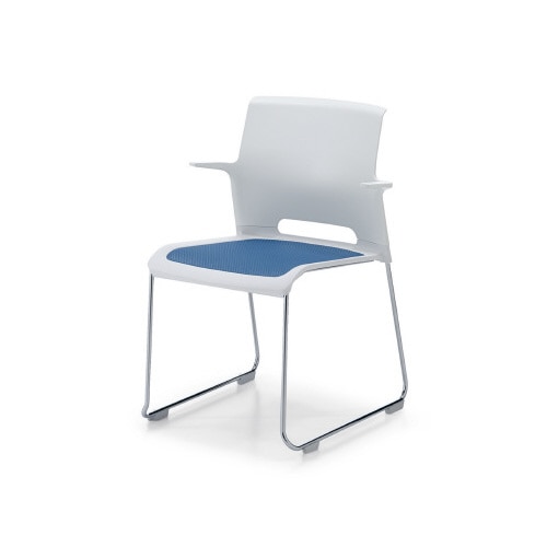 カラベルサークル脚背樹脂肘付鉄脚本体白 青