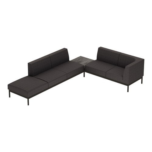 ソファ コレッソ コーナーB 座濃灰天板濃茶 脚黒