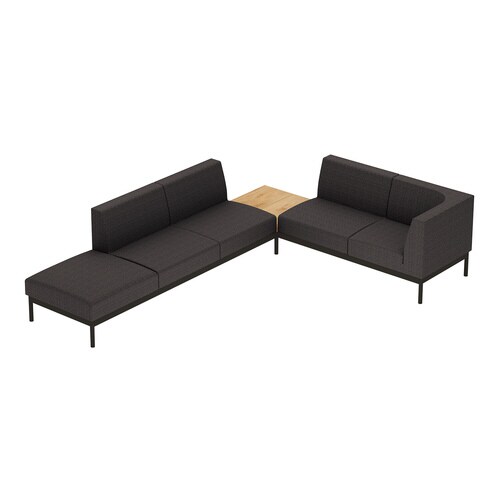 ソファ コレッソ コーナーB 座濃灰天板明茶 脚黒