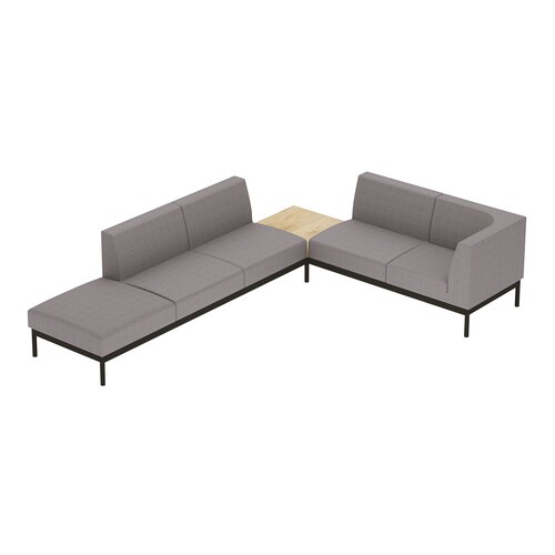 ソファ コレッソ コーナーB 座明灰天板薄茶 脚黒