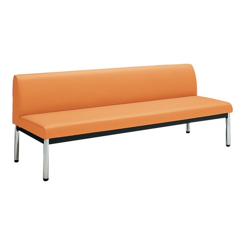 ロビーチェア 肘無丸メッキ脚背有 W18D6橙