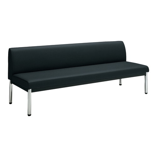 ロビーチェア 肘無丸メッキ脚背有 W18D6黒