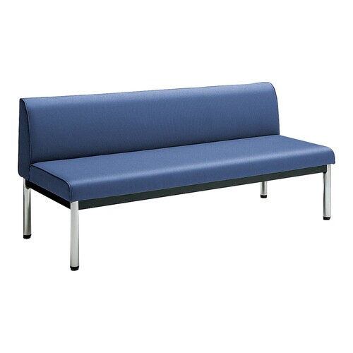 ロビーチェア 肘無丸メッキ脚背有 W15D6青