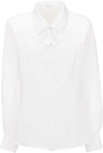 長袖ブラウス 共地リボン付 ホワイト 11号