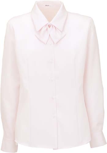 長袖ブラウス 共地リボン付 ピンク 7号