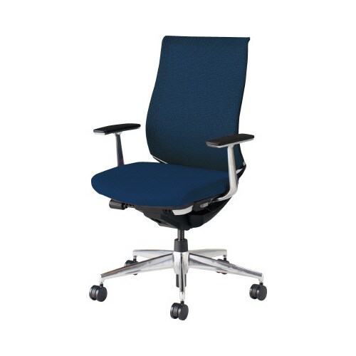 ベゼル アルミ肘付 黒 アルミ脚 ブルー