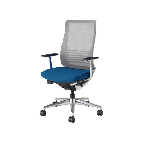 ベゼル ランバS有A肘本体白 背座別色青 硬床用