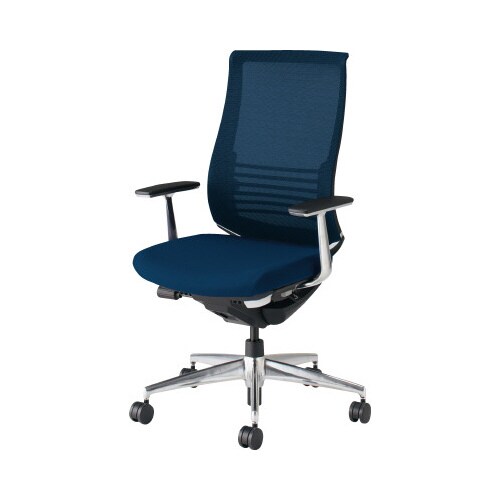 ベゼル ランバーアルミ肘付 アルミ脚 黒 ブルー