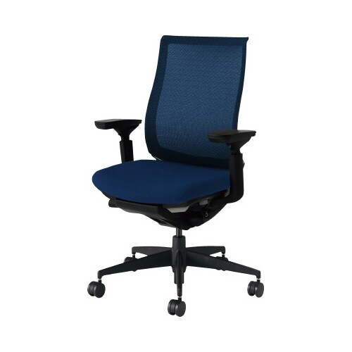 ベゼル 可動肘付 樹脂脚 黒フレーム ブルー