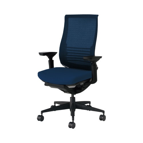 ベゼル 可動肘 樹脂脚 黒フレーム PブルーSC