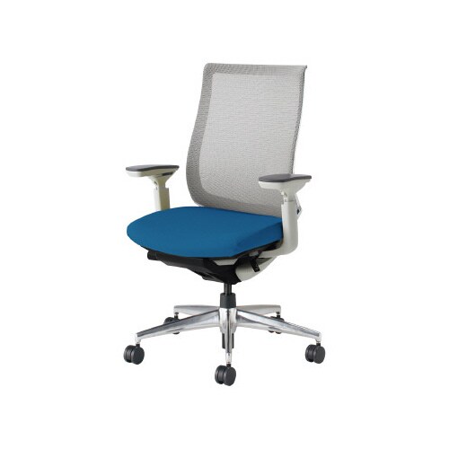 ベゼル 可動肘A脚本体白 背座別色青 軟床用