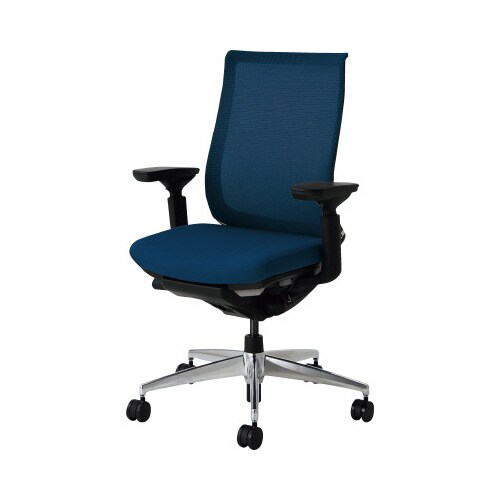 ベゼル 可動肘付 アルミ脚 黒 ブルー