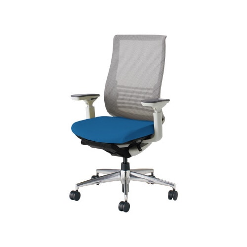 ベゼル ランバS有可動肘本体白背座別色青 軟床用