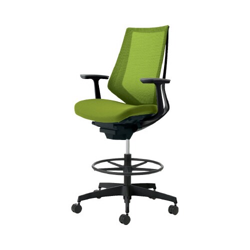 デュオラ ハイ背メ色緑黒脚 本体黒T型肘サポ無