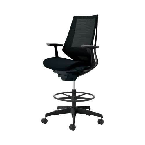 デュオラ ハイ背メ色黒黒脚 本体黒T型肘サポ有