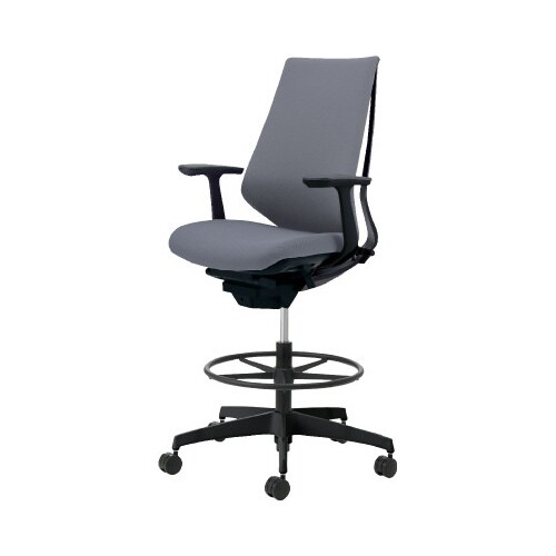 デュオラ ハイ背ク色灰色黒脚 本体黒T型肘サポ無