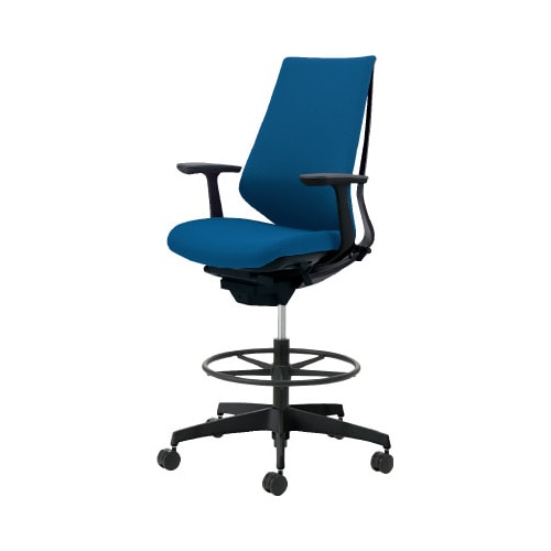 デュオラ ハイ背ク色紺黒脚 本体黒T型肘サポ無