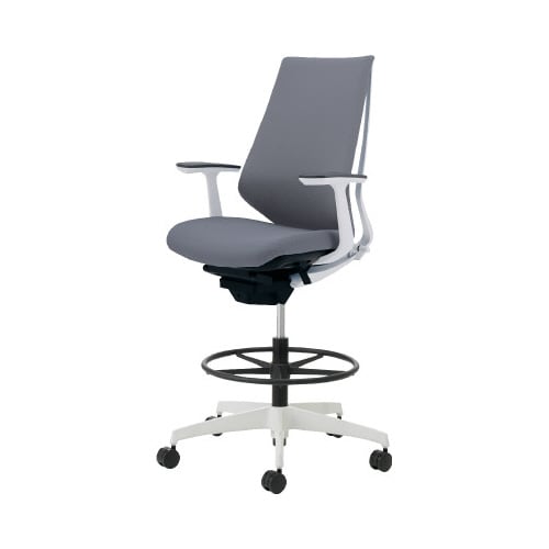 デュオラ ハイ背ク色灰色白脚 本体白T型肘サポ無