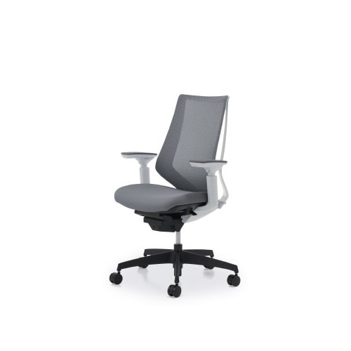 デュオラメッシュ白樹脂脚 可動肘 Sグレー W