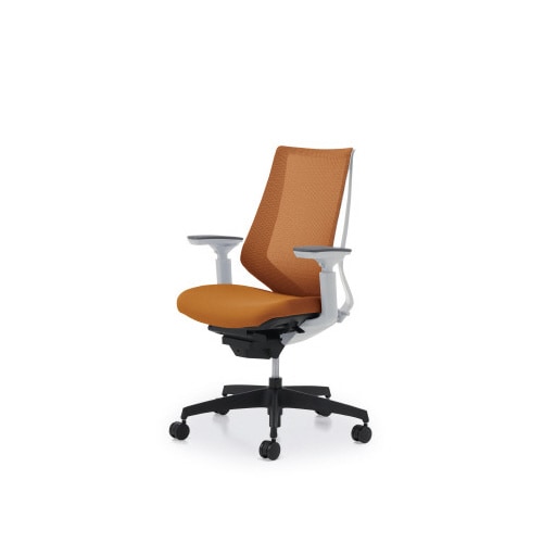 デュオラメッシュ白樹脂脚 可動肘 タンジェリン W