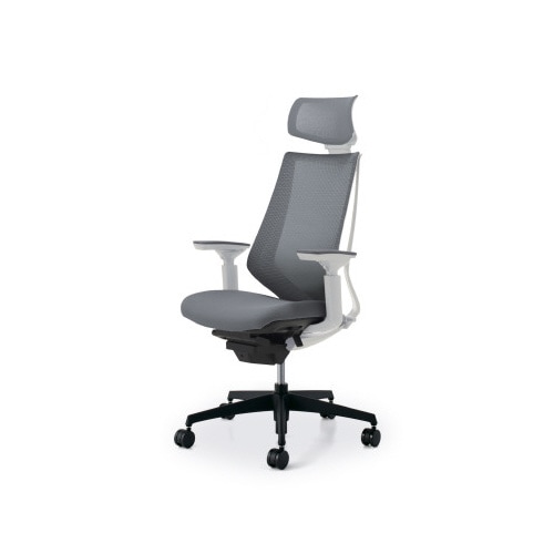 デュオラメッシュ白樹脂脚 H可動肘 Sグレー W