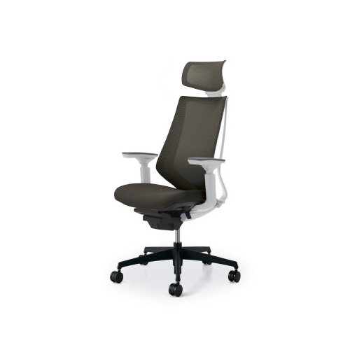 デュオラメッシュ白樹脂脚 H可動肘ダークグレーW