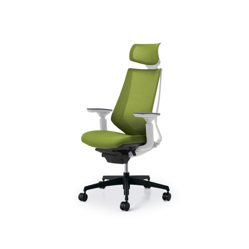 デュオラメッシュ白樹脂脚 H可動肘Lオリーブ W