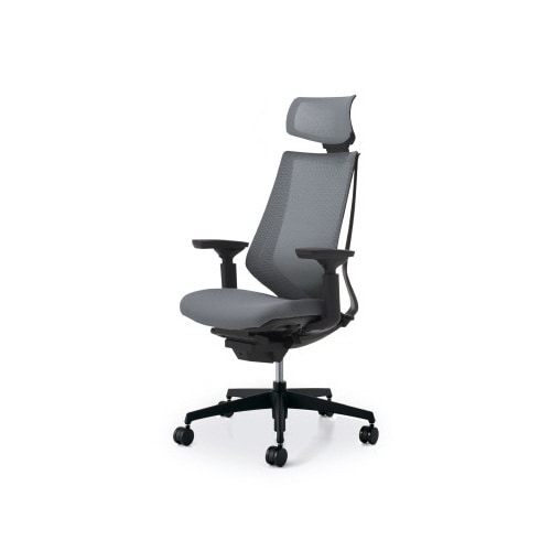 デュオラメッシュ黒樹脂脚 H可動肘 Sグレー W