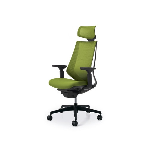 デュオラメッシュ黒樹脂脚 H可動肘Lオリーブ W