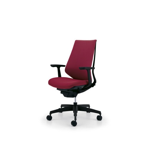 デュオラクッション黒樹脂脚 T肘カーマインW