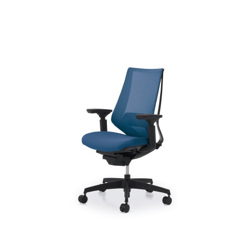 デュオラメッシュ黒樹脂脚ランバー可動肘ターコイズW