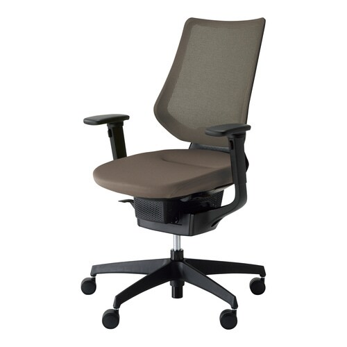 イング メッシュバーチカル可動肘 本体黒濃茶硬床用