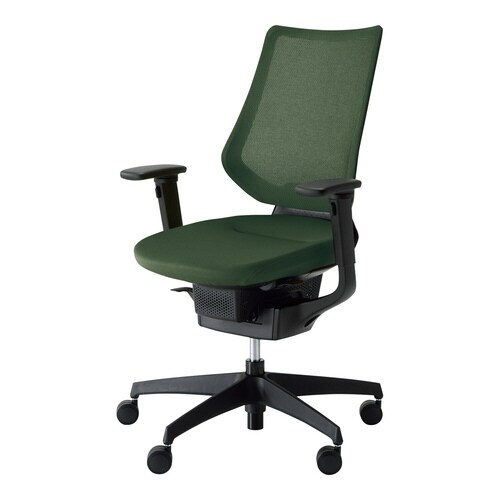 イング メッシュバーチカル可動肘 本体黒深緑軟床用