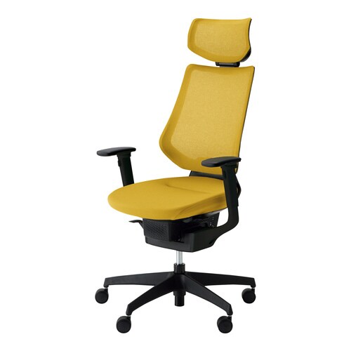 イング メッシュヘッド付可動肘 本体黒 黄 軟床用