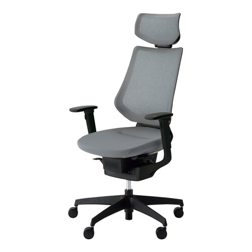 イング メッシュヘッド付可動肘 本体黒 薄灰軟床用