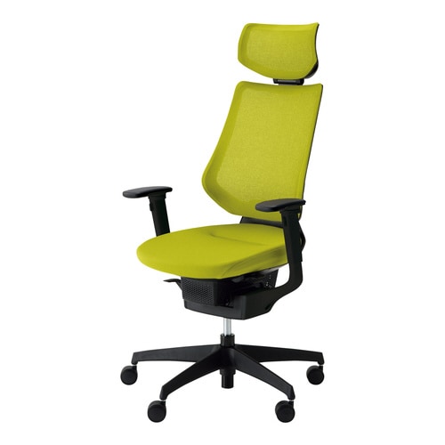 イング メッシュヘッド付可動肘 本体黒 黄緑軟床用