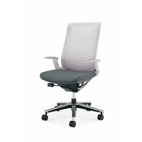 インスパイン ハイバック本体白T型肘 灰 軟床用