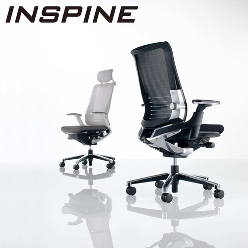 インスパイン ハイバック本体白可動肘 灰 硬床用