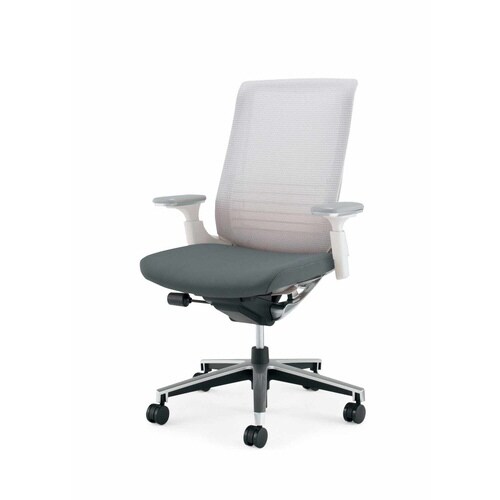 インスパイン ハイバック本体白可動肘 灰 軟床用