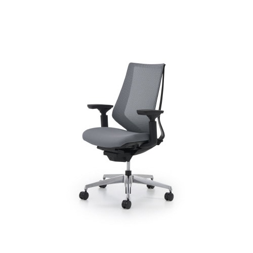 デュオラメッシュ黒アルミ脚 可動肘 Sグレー W