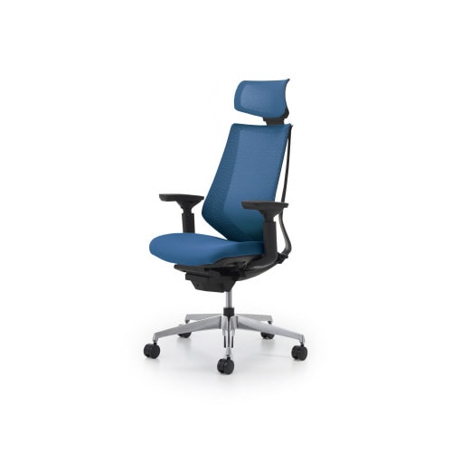 デュオラメッシュ黒アルミ脚 H可動肘ターコイズW