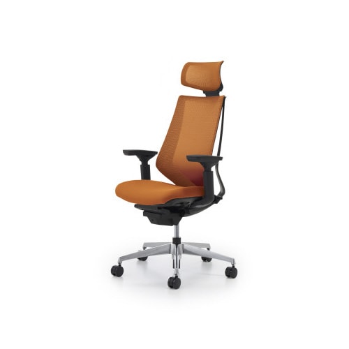 デュオラメッシュ黒アルミ脚 H可動肘タンジェリンW