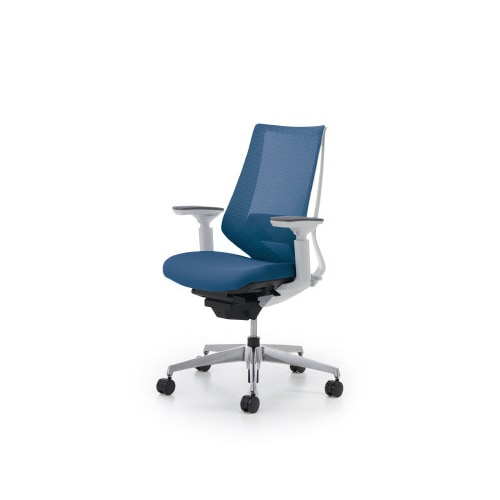 デュオラメッシュ白アルミ脚ランバー可動肘T4 W