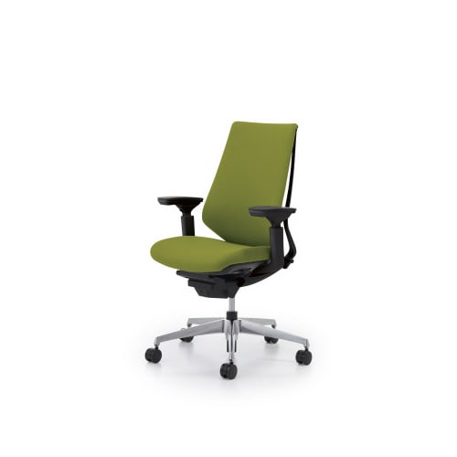 デュオラクッション黒アルミ脚 可動肘LオリーブW