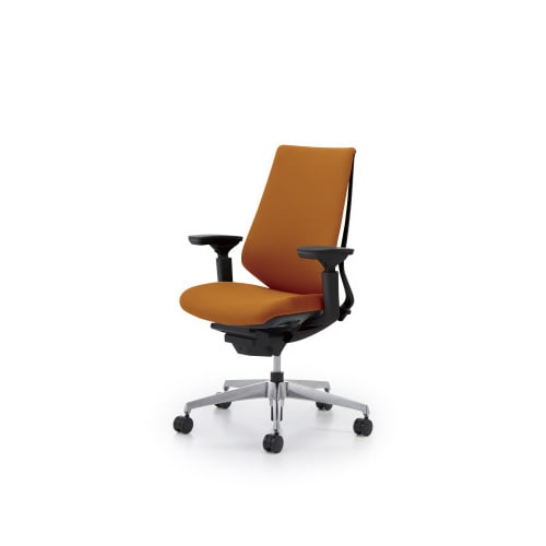 デュオラクッション黒アルミ脚 可動肘タンジェリンW