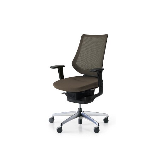 イング メッシュバーチカル可動肘本体黒銀脚濃茶軟床