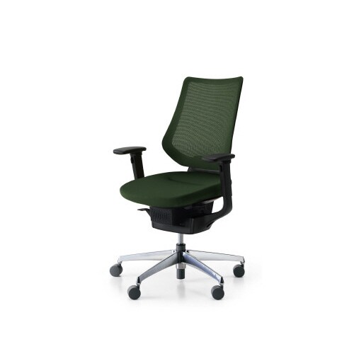 イングメッシュバーチカル可動肘本体黒銀脚深緑軟床用