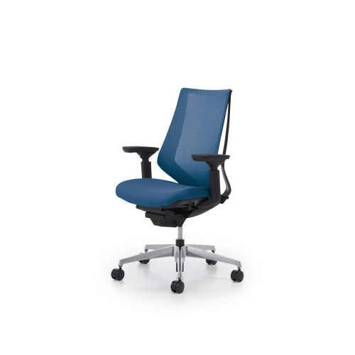 デュオラメッシュ黒アルミ脚 可動肘ターコイズW